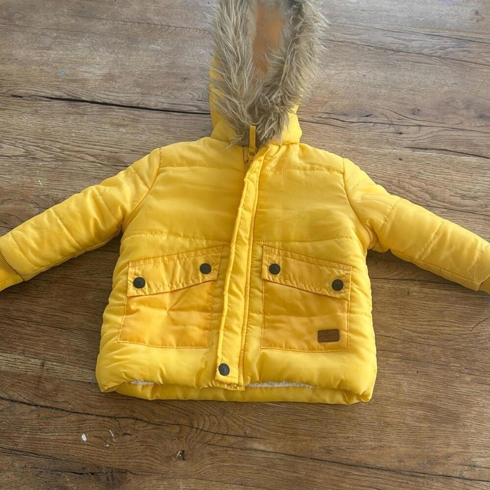 7 For All Mankind Yellow Plush Soft Puffy Coat Jacket Baby size 2T
